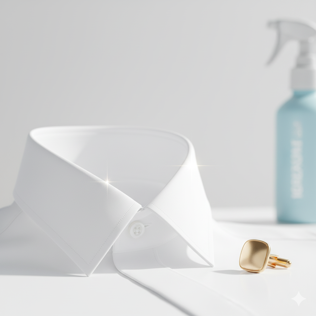 Crisp shirt collar after starching