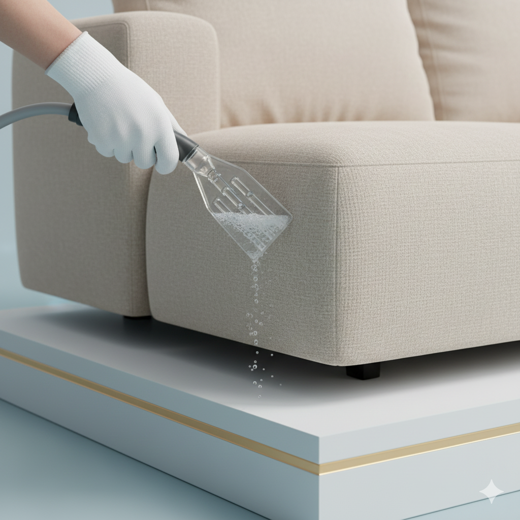 Upholstery cleaning: sofa being cleaned (coming soon)